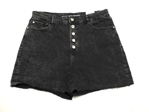 INC International Concepts Women's 16/33 Black High Rise Button-Fly Denim Shorts - Picture 1 of 9