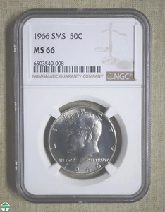 1966-SMS KENNEDY HALF DOLLAR - NGC CERTIFIED - MS 66 - DDO FS-102 - Picture 1 of 2