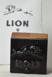 LION OIL COMPANY  Vtg Letterpress Wooden Print Block  Stamp 1  1/2" - Picture 1 of 4