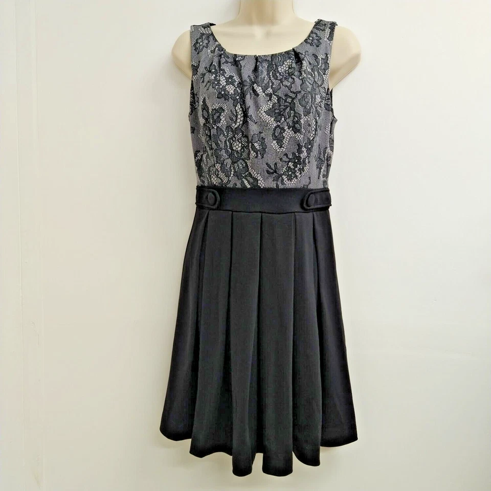 Vestido feminino ELLE tamanho 4 cinza ajuste sem mangas alargamento comprimento do joelho ocasiões festa - Imagem 1 de 4