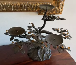 Unusual Iron Bonsai Tree Beaded Candelabra/candle Holder - Picture 1 of 10
