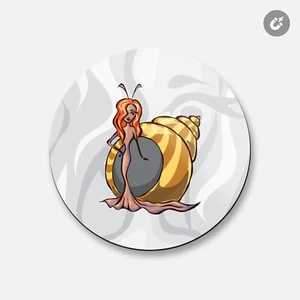 Snail Girl Animal | 4'' X 4'' Round Decorative Magnet - Picture 1 of 2