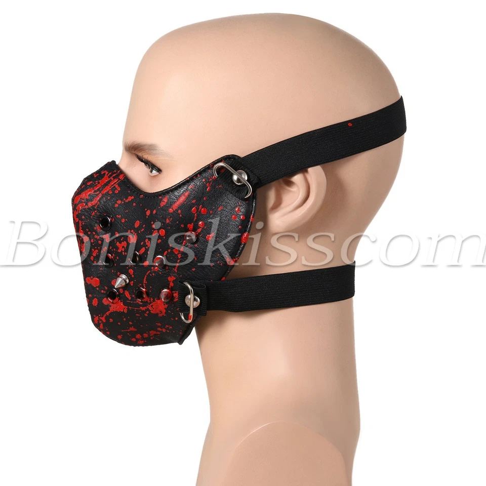 Red Punk Spike Rivet Half Face Cotton Mask Outdoors Motorcycle Biker Protection - Image 1 of 4