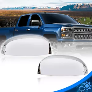 For 2007-2013 2014 Chevy Silverado GMC Sierra Yukon Full Chrome Mirror Cover Cap - Picture 1 of 16