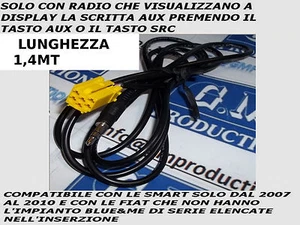 CAVO SOLO AUDIO MP3 AUX iPod IPHONE SB05 Grande Punto Panda Musa Alfa 159 1,4MT - Picture 1 of 1