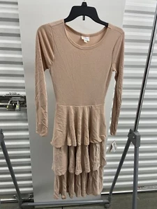 Lularoe Georgia Ruffle Dress Size XS Light Tan NWT - Picture 1 of 7