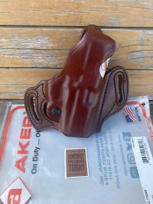 Vintage AKER Plain Brown Leather Flatsider OWB  Holster For KAHR K40 Right - Image 1 of 2
