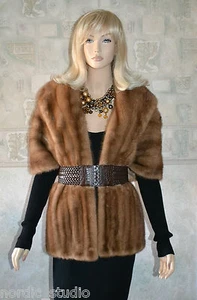 Vtg. Honey Blonde Genuine MINK FUR STOLE, SCARF, WRAP SHAWL  - Imagen 1 de 3