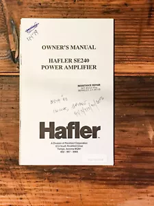 Hafler SE240 SE-240 Amplifier Owner / User Manual *Original* - Picture 1 of 1