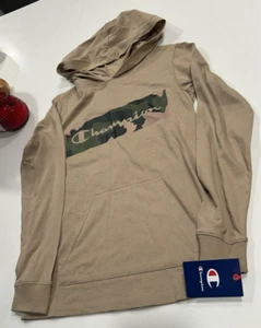 NWT Size L Boys Hoodie Tee Champion Brown Big Kid Long Sleeve - Picture 1 of 2