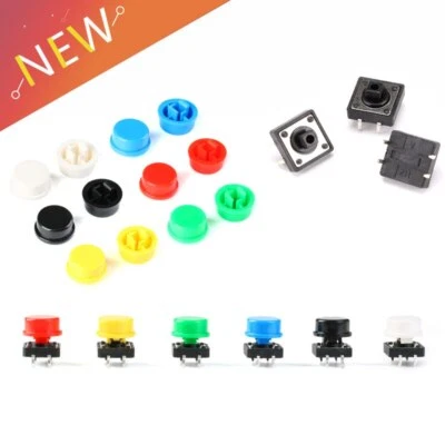 Tactile Push Button Switch 12*12*7.3MM Micro Switch Button + 5 Colors Tact Cap - Image 1 of 4