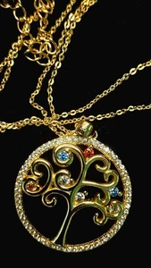 Top Schicker🌟 Lebensbaum 🌟 mit Kette 925 Silber Verg. Mit Multi Zirkon Neu  - Bild 1 von 9