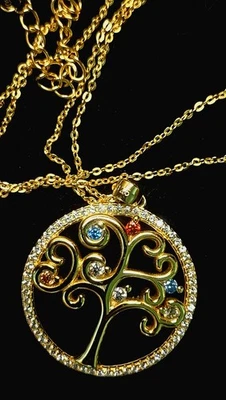 Top Schicker🌟 Lebensbaum 🌟 mit Kette 925 Silber Verg. Mit Multi Zirkon Neu  - Bild 1 von 4