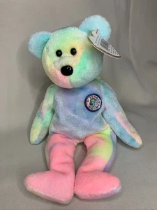 Ty Beanie Buddies B.B.BEAR the Ty-Dye Happy Birthday Bear 2000, retirado - Imagen 1 de 7