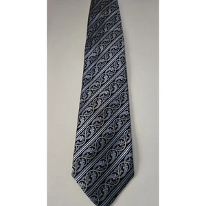 Corbata Villini azul y negra a rayas cachemira 100 % hecha a mano seda - Imagen 1 de 4
