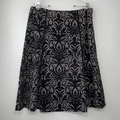 Falda Columpio Flocada Terciopelo East 5th Talla 16 Negra Gris Cachichino Midi Gótica Oscura Foto 1 de 4