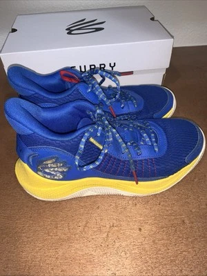 $75 UNDER ARMOUR Curry Blue Yellow 327 Youth Kids Basketball Sneakers SIZE 6Y - Image 1 of 4