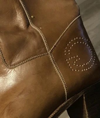 GUCCI Marrón Talla 6 Mujer Botas Cuero Rider Media Pantorrilla Foto 1 de 4