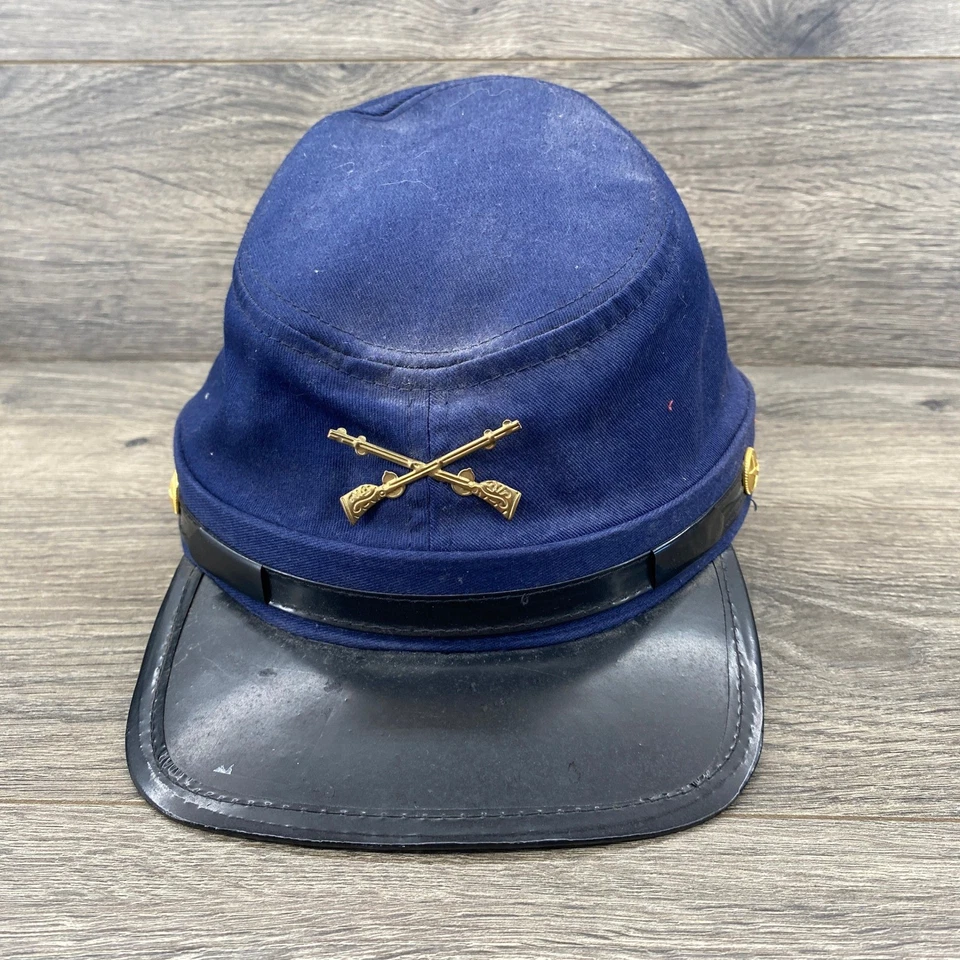 Gorra de soldado de la Unión de la Guerra Civil Sombrero Kepi Azul Lana Recreación Disfraz Militar Foto 1 de 4