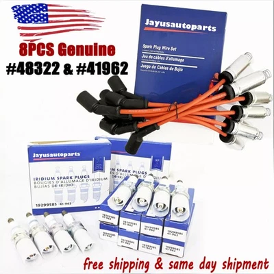 8x Wires 48322 Spark Plugs 41962 Genuine For Chevy Silverado GMC 4.8/5.3/6.0L V8 - Image 1 of 4