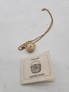 Nantucket Lighthouse Basket Crafted From Pewter 24kt Gold Plate 1993 Vintage  - Picture 1 of 8