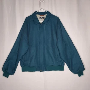 Pendleton Lobo Giacca Bomber Lana Uomo XL Thinsulate Cerniera Snap Tasca Teal - Foto 1 di 10