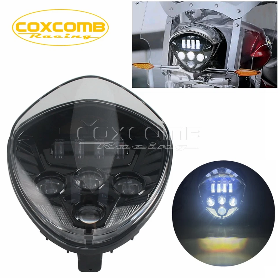 60W LED Motorcycle Headlight For Victory Cross Roads High Ball Hammer Vegas Ness Foto 1 de 4
