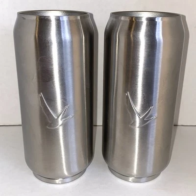 Lot of 2 ~ GREY GOOSE VODKA Brushed Stainless Steel Metal 6.5" Tumbler Cup - Image 1 of 4