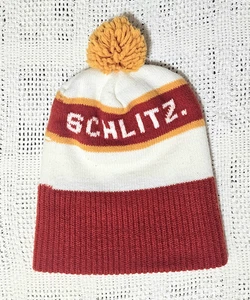 Schlitz Beer Knit Winter Hat Vintage Promotional Knit Beanie Cap Milwaukee 1970s - Picture 1 of 8