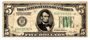 Billete de 5 dólares de la Reserva Federal de Dallas de 1928A circulado 9792A - Imagen 1 de 2