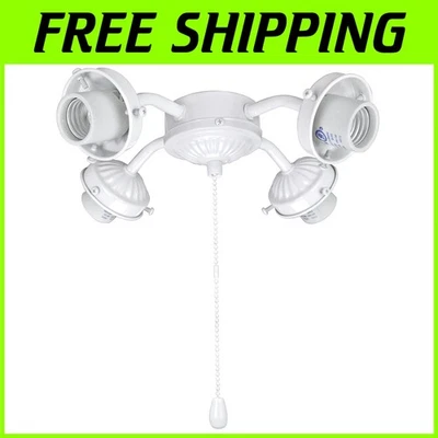 Portable Flush Mount Fan Light, 4-Light, Painted White - Image 1 of 4