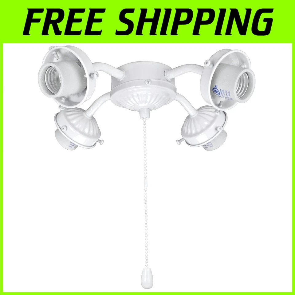 Portable Flush Mount Fan Light, 4-Light, Painted White - Image 1 of 4
