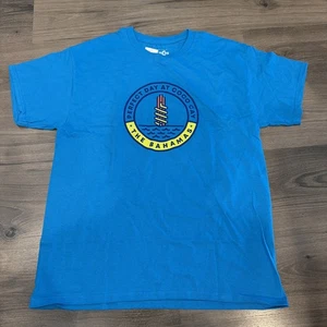NEU Coco Cay Bahamas Royal Caribbean Port Tee Blau Grafik T-Shirt Größe L - Bild 1 von 4