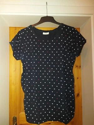Umstandsshirt 3, dunkelblau mit kleinen Herzen, Größe L von C&A. - Bild 1 von 3