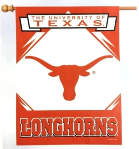 TEXAS LONGHORNS 27"X37" VERTICAL BANNER HOUSE FLAG W/ SLEEVE FREE SHIP - Picture 1 of 2