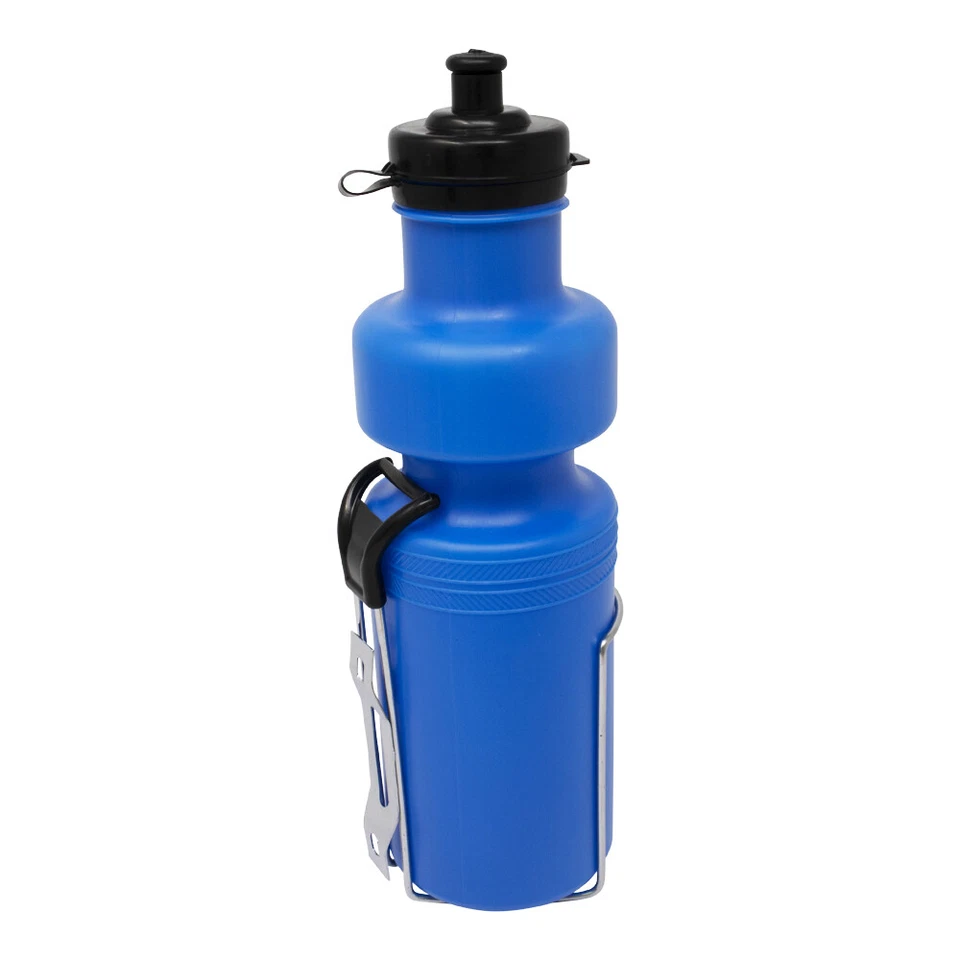 NEW! PRO+ BICYCLE WATER BOTTLE WITH ALLOY CAGE 28OZ BLUE - Image 1 of 1