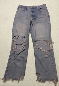 Pantalones de mezclilla We The Free para mujer 28 tonos rosas azul botón mosca desgastado - Imagen 1 de 11