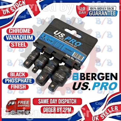 4PC IMPACT SOCKET ADAPTOR CONVERTER REDUCER 1/2 3/8 1/4 INCH DRIVE STEP UP DOWN - Image 1 of 4