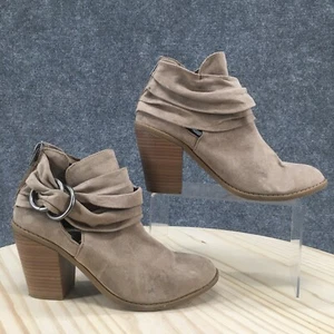 Rampage Boots Womens 8 M Vappy Casual Back Zip Ankle Bootie Brown Fabric Heels - Picture 1 of 18