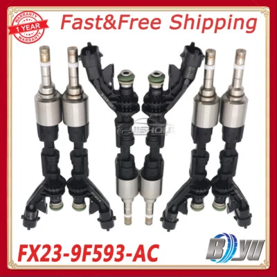 Juego de 6 inyectores de combustible nuevos FX23-9F593-AC para Jaguar F-Type XJ XF 3,0 L V6 Foto 1 de 4