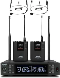 Dual Wireless Microphone System 2 Metal Bodypacks with Head-Worn Mics 520-590MHz - Picture 1 of 7