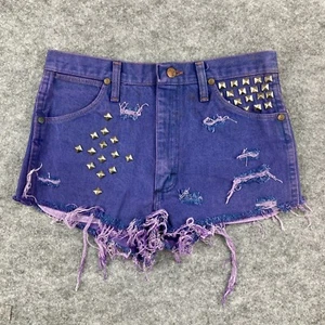 Wrangler Womens Shorts Size 31 Purple Cut Off Zip Stud Distress 9926 - Picture 1 of 12