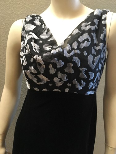 Abito Nero Leopardato Stampa Lunghezza Ginocchio Velluto BurnOut Cocktail Data Tg 6 Alyx