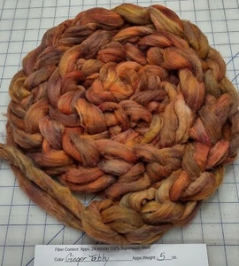 Superwash Wool Sliver Roving Spinning Handpainted USA NWT Ginger Tabby - Picture 1 of 1