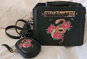 STEVE MADDEN Black BEVELYN Snake LUNAR NEW YEAR Double STRAP Satchel BAG NWT - Picture 1 of 9