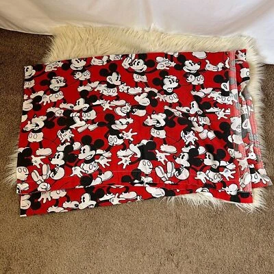 Mickey mouse Disney Flat Sheet Twin Size Red Black White - Image 1 of 3