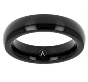 Black Stainless Steel High Polish 5mm Band Ring Size 9 NWT - Picture 1 of 2