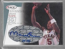 2001 Sage - MAURICE EVANS - Platinum Autograph Rookie - TEXAS LONGHORNS #d24/50