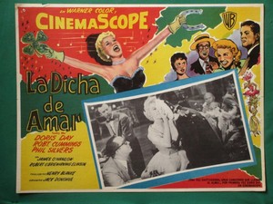 1954 DORIS DAY ROBERT CUMMINGS LUCKY ME AMAZING ART SPANISH MEXICAN LOBBY CARD 1