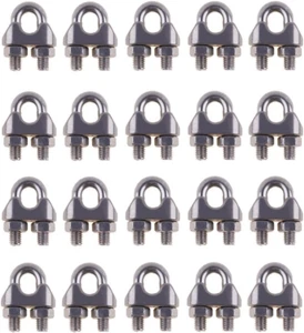 20 Pieces Stainless Steel M4 Wire Rope Cable Clip Clamp 4 Mm - Picture 1 of 12